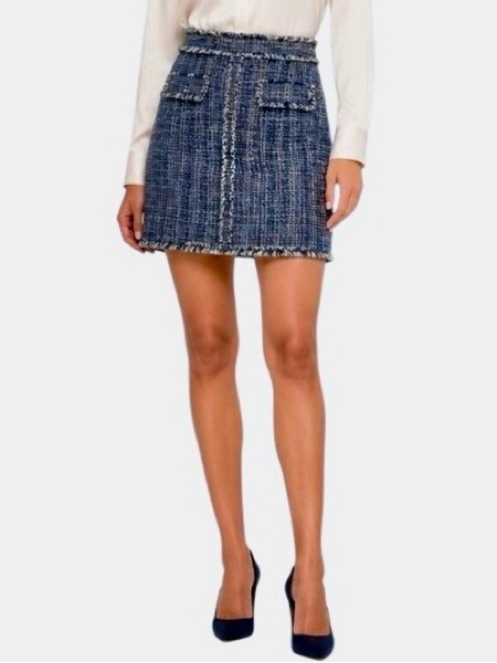 Banana Republic Tweed Mini Skirt in Blue/White Womens 6